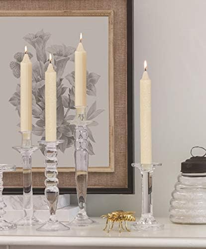 Root Candles 12-Count Unscented Dinner Candles Dripless Beeswax Enhanced Timberline™ Arista™ Boxed Candle Set, 9-Inch, Ivory
