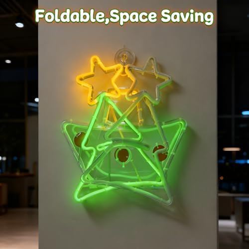 christmas tree neon sign, tree led neon light on a desk or shelf