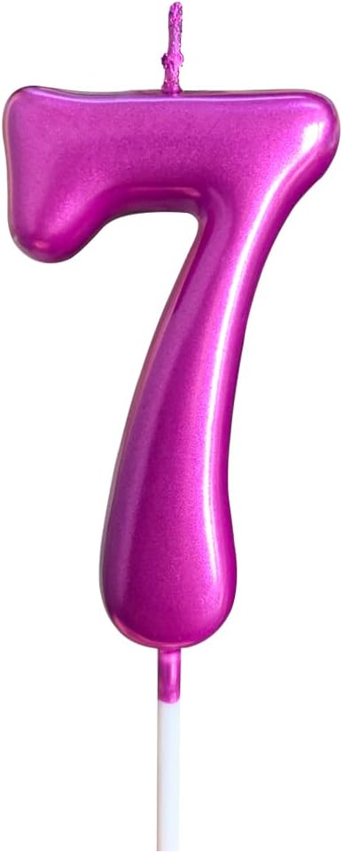 7th Birthday Candle Seven Years Purple Happy Birthday Number 7 Candles for Cake Topper Decoration for Party Kids Adults Numeral 70 47 27 37 77 75