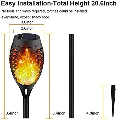 Kurifier Solar Lights Outdoor 12Pcs Solar Torch Light with Flickering Flame
