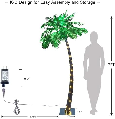 lightshare 7 feet palm tree 152led lights artificial on a desk or shelf