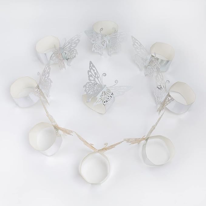 150PCS Butterfly Napkin Rings for Luxury Banquet Style, Reusable Paper Napkin Holders for Wedding Banquet Dinner Table Decor, and Catering Party Services (Silver)