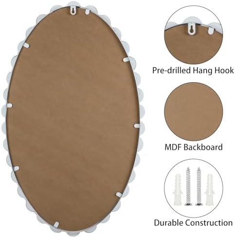 oval round wall mirror - 30 inch decorative showing dimensions