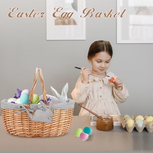 good gain picnic basket with folded handles,wicker empty, close-up detail