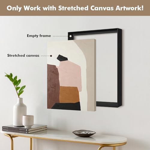 20x30 canvas floater frame for impressionism landscape art,black, side view
