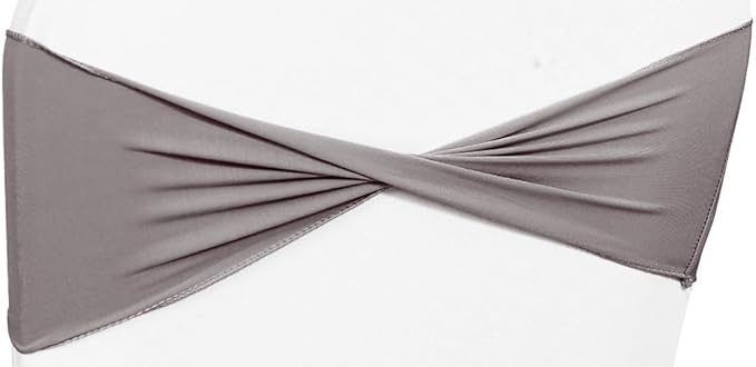 MDS Pack of 50 Spandex Chair Sashes Bows Elastic Stretch Dining Chair Bands Ties Without Slider Buckle Universal fits for Wedding Baby Shower Birthday Party Banquet Event Decoration - Silver Grey