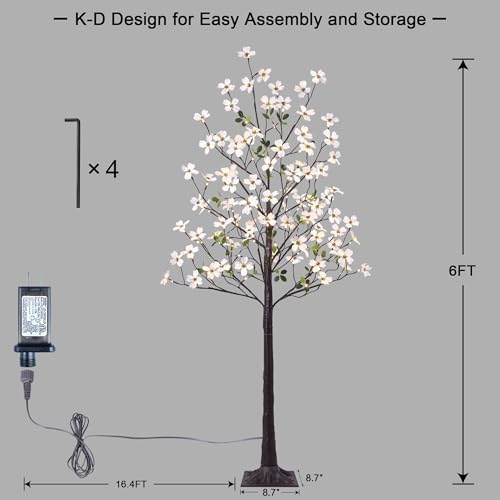6ft lighted dogwood tree 120 led artificial flowers, package contents