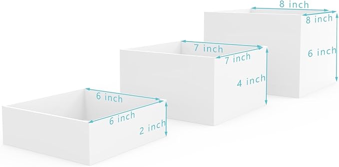 Buffet Risers, Food Risers for Buffet Table, Display Stand Shelf for Catering Dessert Collectibles Jewelry Figures Show, Acrylic Cube Display Nesting Risers with Hollow Bottoms, 6,7,8'', 3