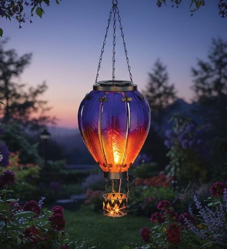 Regal Art & Gift Hot Air Balloon Solar Lantern, Hanging Outdoor Waterproof