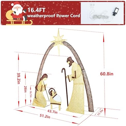 yardenaler 5ft lighted nativity scene set with 170 shown in use