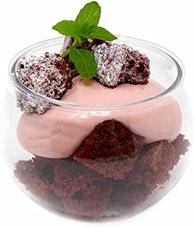 48 Pack 3 oz. Sphere Mini Dessert Cups With Spoons Parfait Professional-Grade Recyclable Clear Disposable Plastic Fishbowl for Parfait Desserts, Events, and Parties CMJJ