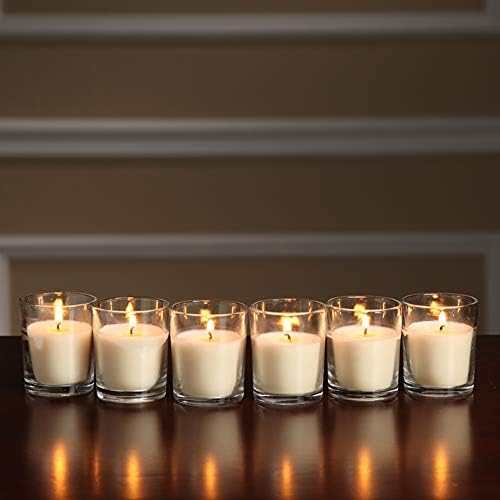 48-Pack Clear Glass Votive Candles – 10–12 Hour Long Burn, Unscented, Ivory, Bulk Set for Weddings, Events & Table Centerpieces – Hosley