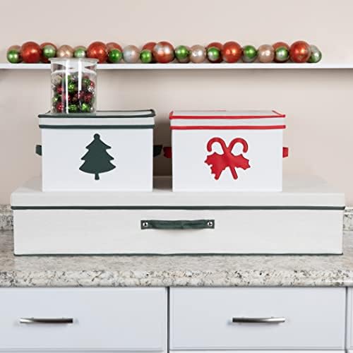 household essentials holiday gift wrap organizer with lid, side view