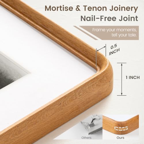 flyjoe 11x14 picture frame, solid teak wood frame, close-up detail