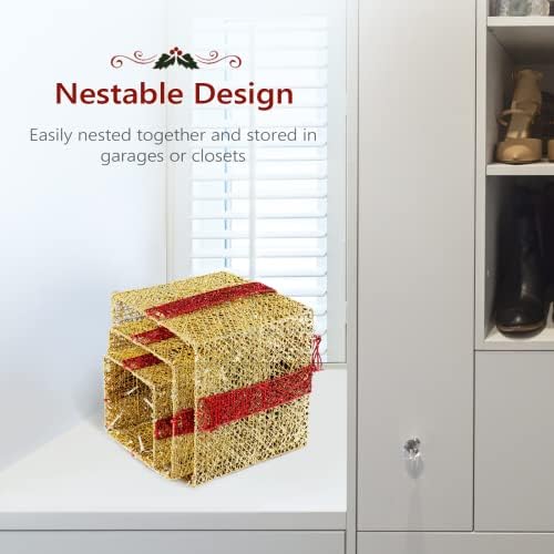 vingli christmas lighted gift boxes set of 3, package contents