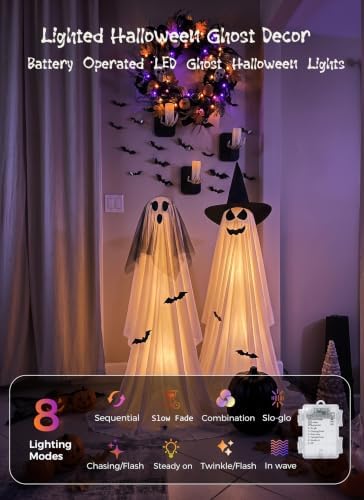 minetom 2 pack 5 ft halloween ghost decorations, side view
