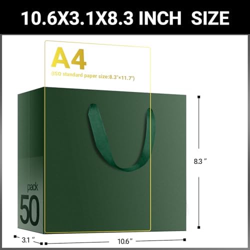 eusoar paper bags with handles, 50pcs 10.6"x3.1"x8.3" gift shown in use