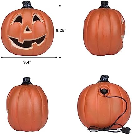11" jack o lantern halloween pumpkin lantern light, front angle view