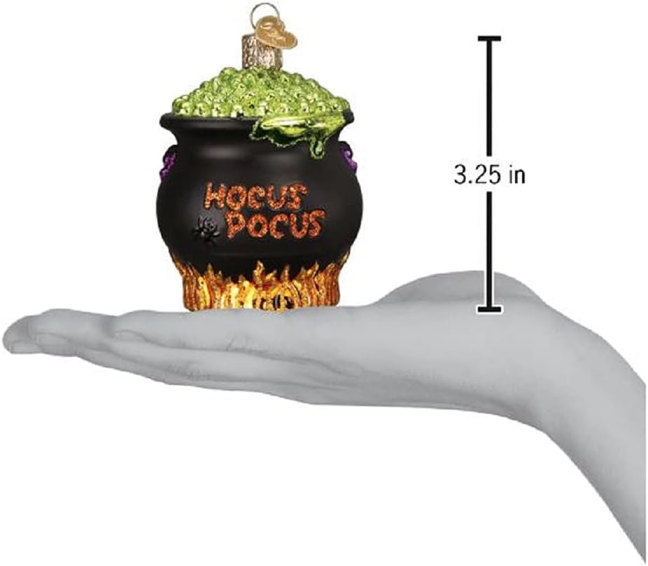 Old World Christmas Halloween Cauldron Glass Blown Ornament for Christmas Tree, Handcrafted Holiday Decoration, Halloween Collection