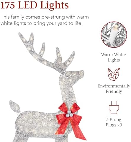 best choice products 4ft 3-piece 2d lighted christmas, side view