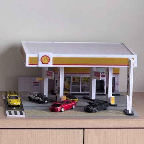 1/64 shell gas station display case gas station showing dimensions