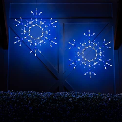 kringle traditions christmas snowflake lights outdoor, 105 led shown in use
