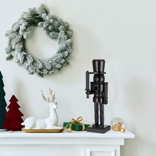 cinnvoice 3 pcs black christmas nutcracker figure statue shown in use