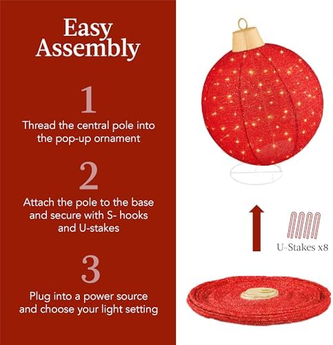 best choice products 2pc lighted pop-up outdoor christmas showing dimensions