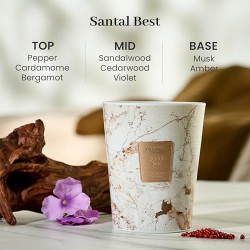 M&SENSE Extra Large Candle 35oz 150H Santal Scented 3-Wick Highly Scented Jar Candles, XL Candle for Home Decor, Long Lasting Aromatherapy Candle for Stress Relief, Meditation
