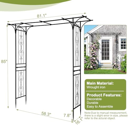outvita 7ft black metal garden arch arbor trellis on a desk or shelf