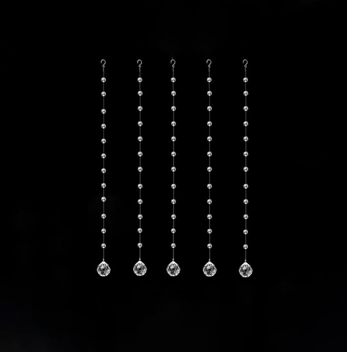 Clear Crystal Beads Strands Glass Beads String Hanging Decor for Wedding Arch Centerpieces Curtain Chandelier Ornaments Door Ceiling Beaded Drapes Decoration Accessories(2 Feet 5pcs)