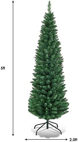 happygrill 5ft pencil christmas tree slim xmas tree on a desk or shelf