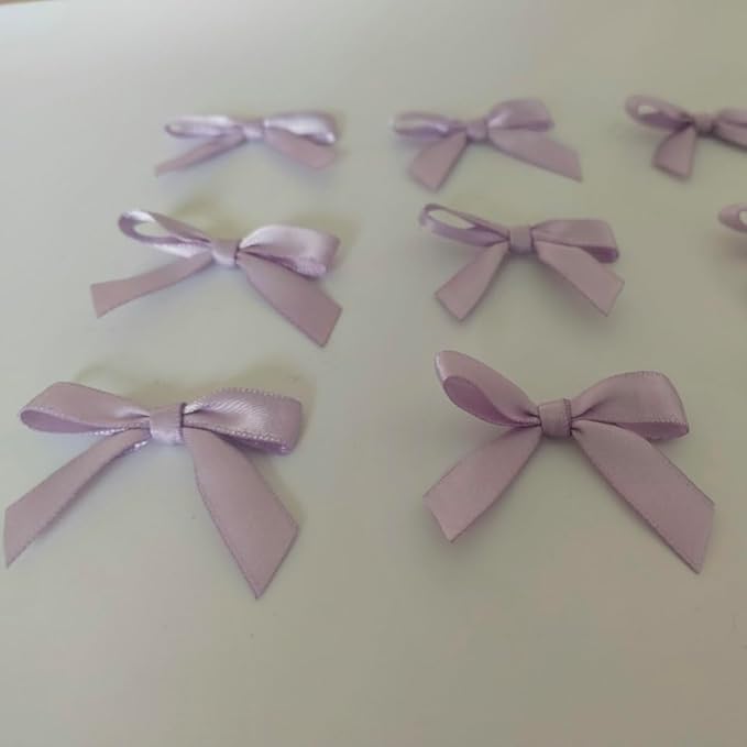 50pcs 1-1/2" Lavender Satin Ribbon Bows with Twist Ties Mini Ribbon Bows for Candy Partiy Decoration Gift Packing&Wrapping Accessoried(Lavender)
