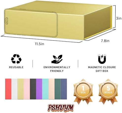 pshvym 5pack gift box 11.5x7.8x3 in, gold gift shown in use