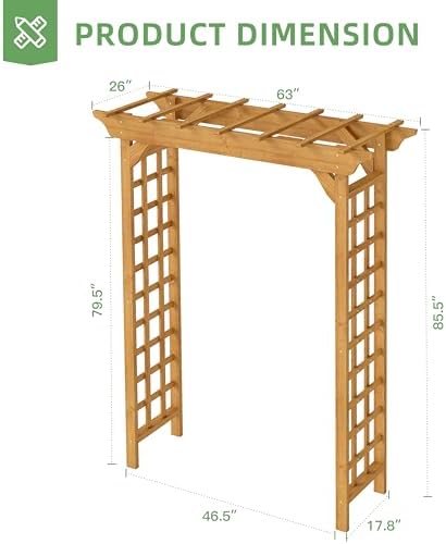 wood garden arbor – outdoor wooden arch pergola, close-up detail