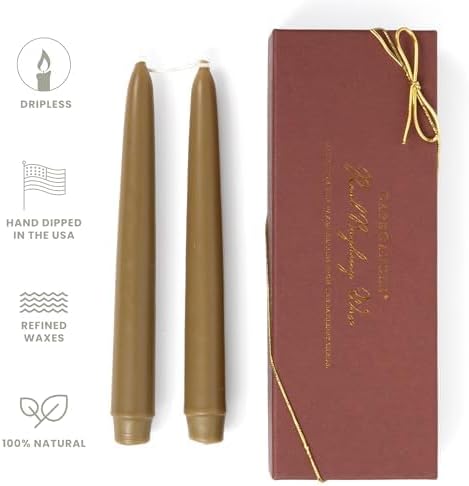 Cape Candle 8” Real Bayberry Taper Candles - Hand Dipped, Pure Bayberry Wax, Traditional Holiday Candles (Boxed Pair), Gift Boxed with Bayberry Legend Card