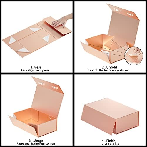 ryddoy 5pack rose gold gift box,9.5x6x3'' gift boxes showing dimensions