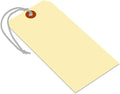SmartSign Blank Manila Shipping Tags with Elastic Strings - Pack of 100, Size-8, 13pt Thick Pre-Strung Cardstock Tag, 6.25 x 3.125 inch, Paper Hang Tags with Reinforced Fiber Patch