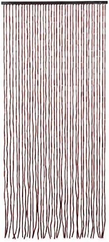 natural dark brown bamboo beaded curtain room divider shown in use