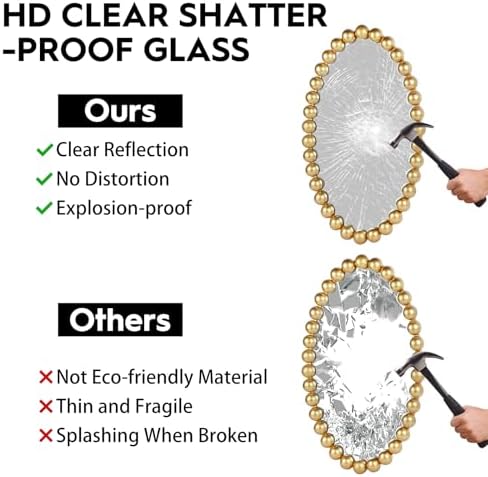 oval round wall mirror - 30 inch decorative, side view