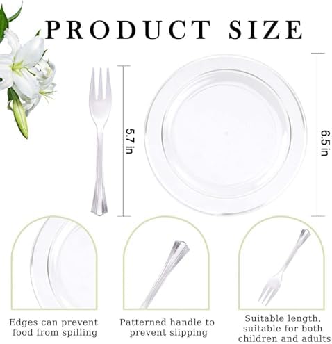 dayammi 240pcs silver dessert plates set includes 120, view 9
