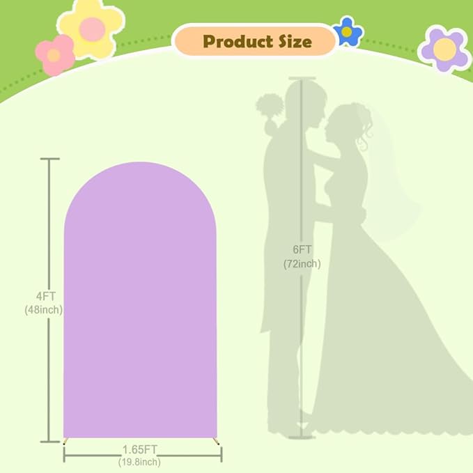 Wedding Arch Cover - Lavender Spandex Arch Backdrop for Stand - Double Sided - Purple - 4ft - Baby Shower Banquet Party Wedding Ceremony