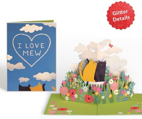 Lovepop Love Pop-Up Card for Her and Him - 3D Greeting Cards for Boys, Girls, Men, Women - I Love Mew Cats - 5" x 7" Card - Blank Notecard & Envelope Included