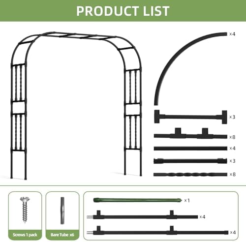 square tube metal garden arbor trellis, 6.9x7.9ft, close-up detail