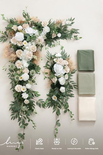 ling's moment wedding arch flowers, arbor decor, 5-piece on a desk or shelf