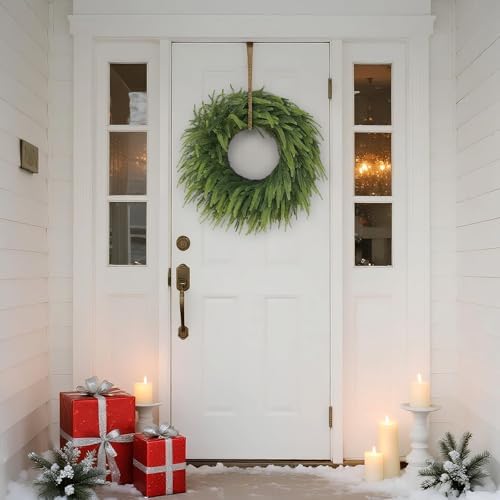 26" lifelike artificial christmas norfolk pine wreath for shown in use