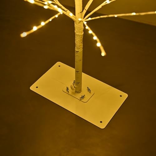 7ft birch tree with 736 led lights, artificial, side view