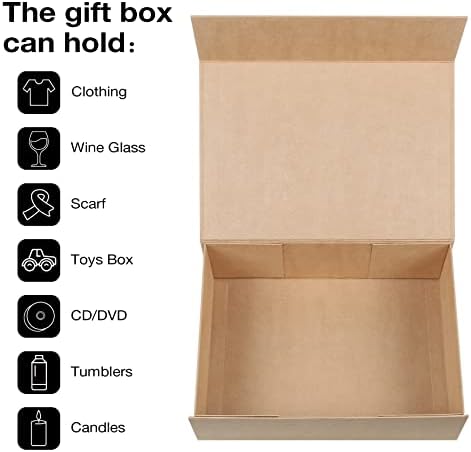 aimyoo brown magnetic gift boxes with lids 13.8x9x4.3, side view