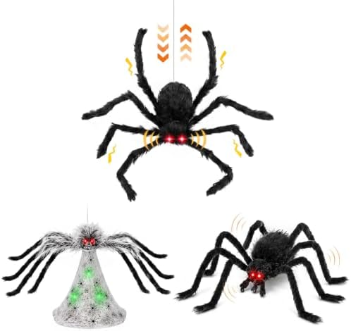 34" halloween animatronic spiders decor, jumping wriggling climbing, main product view