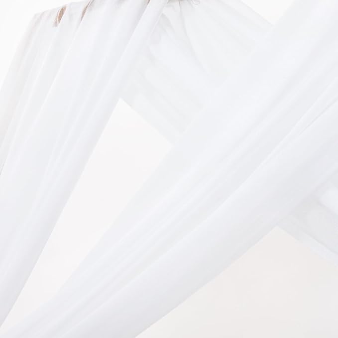 MLMC White Wedding Arch Draping Fabric 4 Panels 29" x 20 FT Extra Long Gauze Drapes Sheer Backdrop Curtains 6.6 Yards Outdoor Drapery Panels for Wedding Ceremony Party Ceiling Decoration